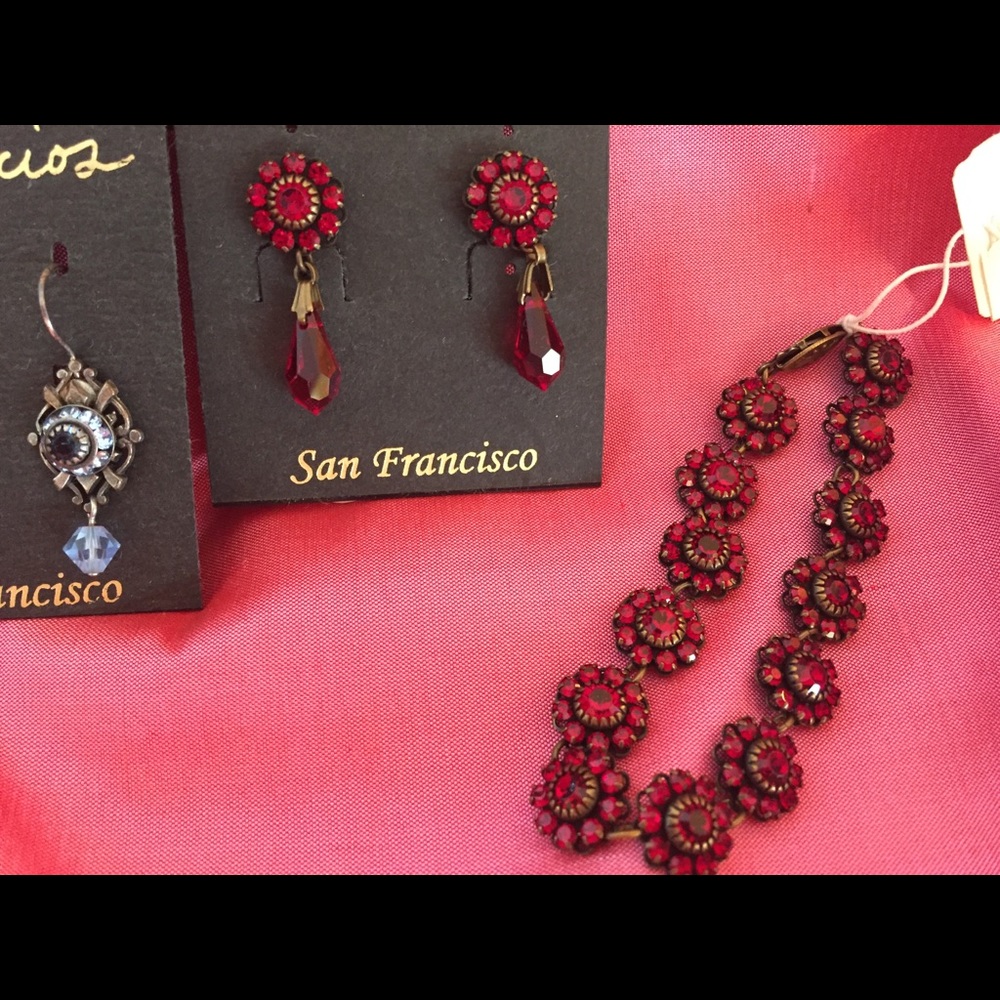 Liz palacios crystal earrings and bracelet